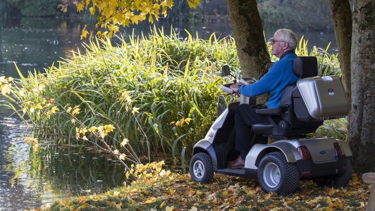Mobility scooter by the lake